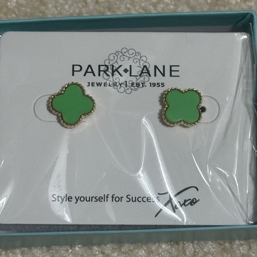 Park Lane Gold-Trimmed Green Earrings
